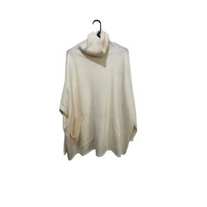 MarlaWynne Cream Ribbed Trim Turtleneck Doleman Sweater Size XL